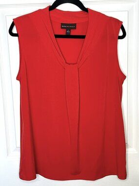 Dana Buchman Coral Salmon Sleeveless V-Neck Shell Top Large Stretch Knit Career